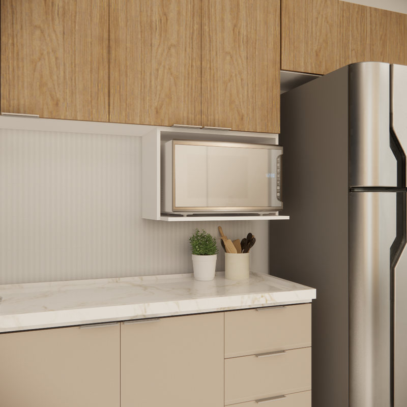 Armário Suspenso Para Microondas Até 38l Mdf Branco 60x42 - Branco