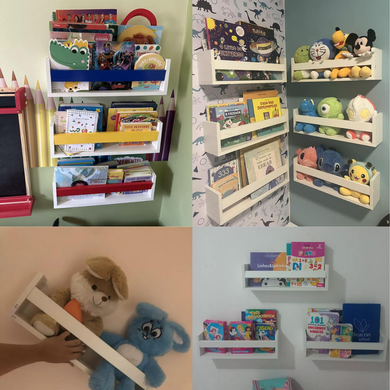Kit 2 Prateleira Nicho Livros Infantil  50cm Branca