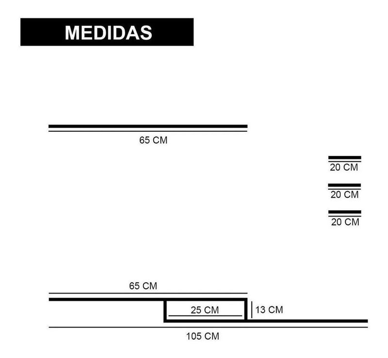 Kit Rack para TV Suspenso + 4 prateleiras em MDF Sala Branco - Nambu Magazine