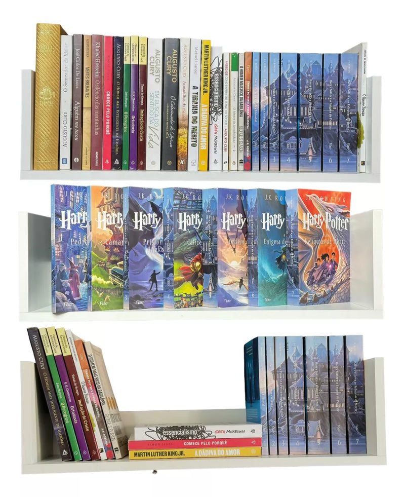 KIt 3 Prateleiras Reforçadas em Madeira MDF para Livros - Nambu Magazine