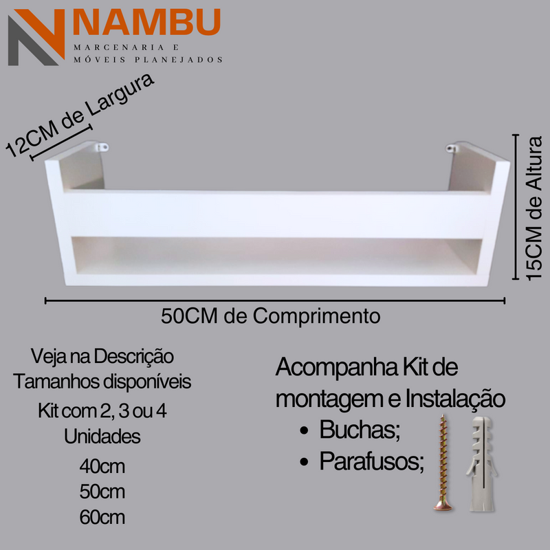 Kit 2 Prateleira Nicho Livros Infantil  50cm Branca